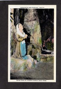 ME Notre Dame de Lourdes Church Grotto Saco Maine Postcard Saint Bernadette