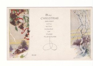 May Christmas Delight You With Pure Pleasure, Two Rural Scenes, Vintage Postcard