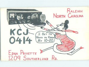 Pre-1980 RADIO CARD - CB HAM OR QSL Raleigh North Carolina NC AH1173