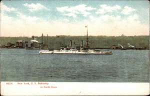 US Battleship New York Fighting Ship in North River c1910 Vintage Postcard