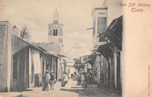 Tunis Tunisia Rue Sidi Mahres Street Scene Antique Postcard J66464