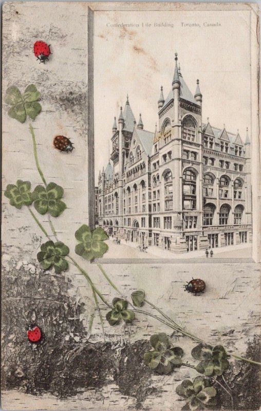 Lady Bugs & Confederation Life Bldg Toronto Ontario Blake ON Cancel Postcard H47