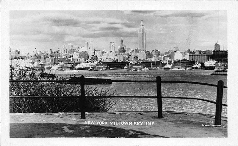 New York NY Midtown Skyline RPPC Real Photo Postcard