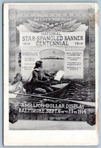 1914 MILLION DOLLAR DISPLAY STAR SPANGLED BANNER CENTENNIAL BALTIMORE POSTCARD