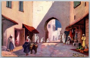 Mogador Morocco c1910 Tucks Oilette Postcard The Sok Gate by L.M. Long