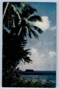 Guam Postcard Derelict Aground at Merizo Village Leoben c1950's Unposted