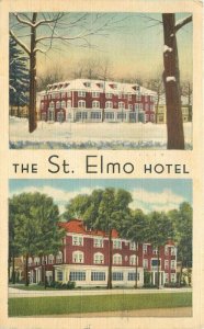 Chautauqua New York St  Elmo Hotel roadside Teich linen Postcard 20-12232