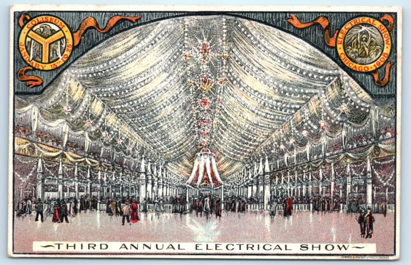 Chicago IL Electrical Show Coliseum Postcard Illinois