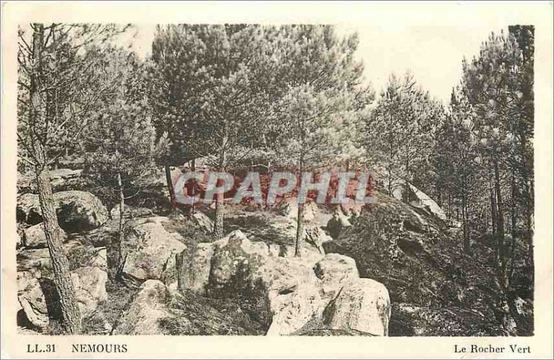 Old Postcard Nemours green rock