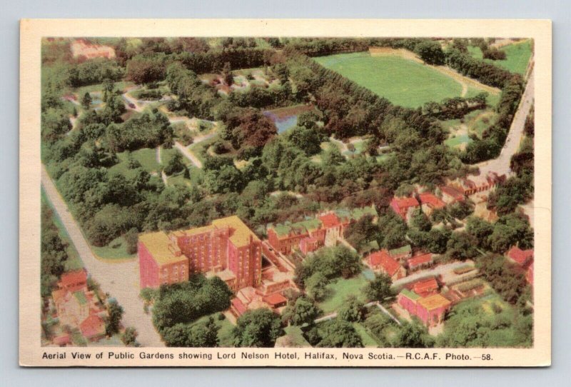 Aerial View Public Gardens Lord Nelson Hotel Halifax Nova Scotia Canada Postcard 