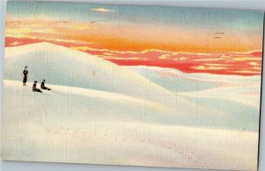 Sunset on the White Sands Near Alamogordo NM c1943 Vintage Postcard L29