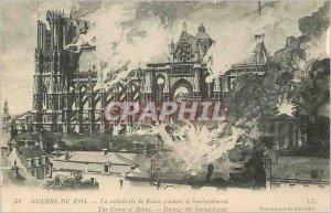 Old Postcard War of 1914 Reims Cathedral during the Blitz Army