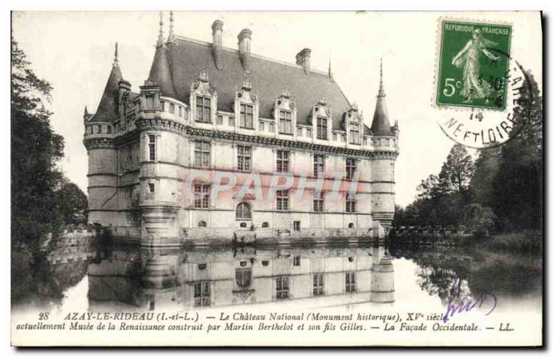 Old Postcard Azay Le Rideau Chateau National