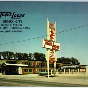 c1960s So Sioux City, NE Travelodge Travel Lodge Hotel Mid Mod Sign Car Neb A178