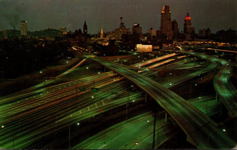 Ohio Cincinnati Skyline View At Night