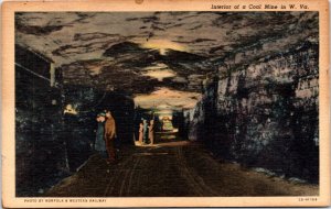 Postcard WV - Interior of a Coal Mine