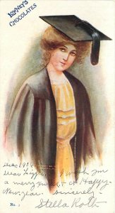 Postcard 1906 Lowneys Chocolate Anniversary girl graduate TP24-794