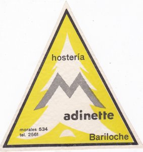 Argentina Bariloche Hosteria Adinette Vintage Luggage Label sk2467