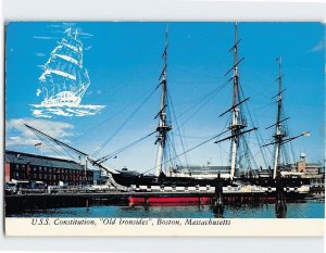 Postcard U. S. S. Constitution Old Ironsides, Navy Yard, Boston, Massachusetts