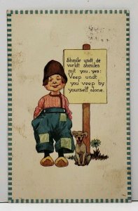 Quirky Dutch Boy & Dog 1912 Garrison to Douglas ND Postcard G10