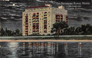 Bayshore Royal Hotel at Night Tampa Bay Florida Curt Teich Sample postcard