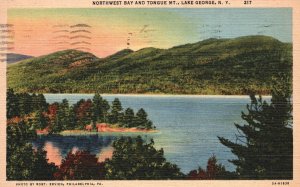 Vintage Postcard 1949 Northwest Bay & Tongue Mountain Lake George New York NY
