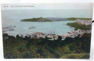 Port Antonio from Richmond Hill Jamaica Unused Vintage Postcard c1910 Harbour