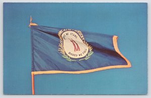 Kentucky~Flag Raised In Air State Facts On Back~Vintage Postcard