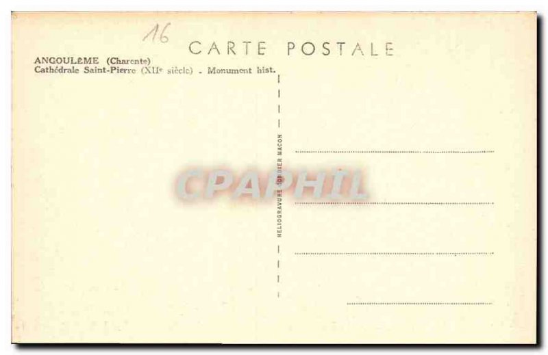 Postcard Old Angouleme Charente Cathedrale Saint Pierre Monument hist