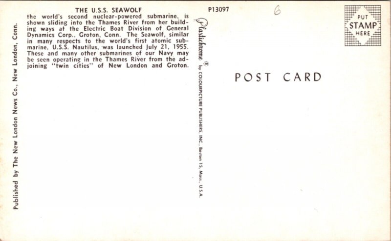 Postcard The U.S.S. Seawolf Nuclear-powered Submarine