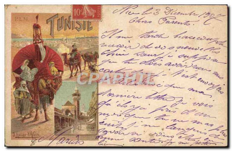 Old Postcard Camel Train Tunisia Hugo d & # 39Alesie