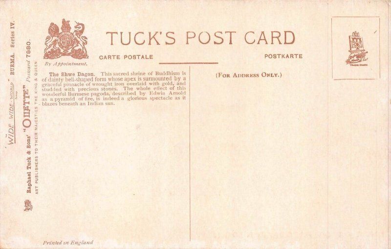 L255 Burma Myanmar Shwe Dagon Pagoda Rangoon postcard