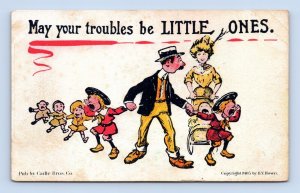 H V Howe Comic Crying Children May Troubles be Little Ones UNP UDB Postcard O5