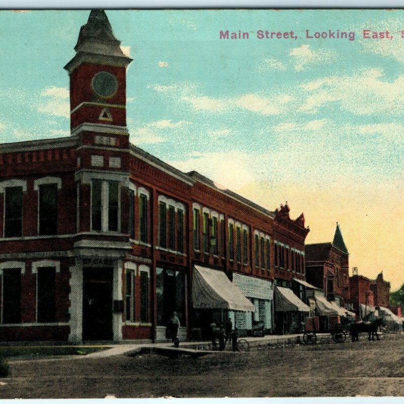 1910s Sumner, IA Main Street Photo Downtown East St Clock Tower SF Cass Iowa A14