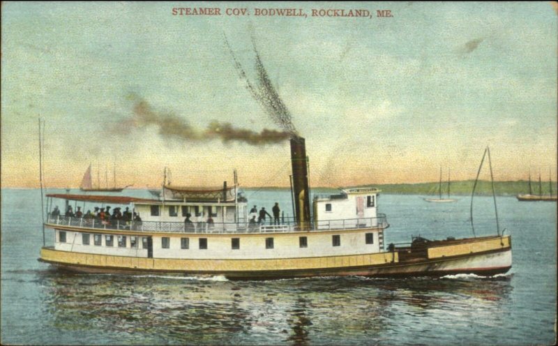 Rockland ME Ferry Steamer Boat Governor Bodwell 1908 Used Postcard