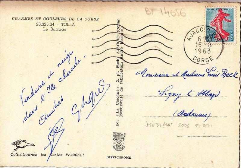 BF14056 tolla le barrage  france front/back image