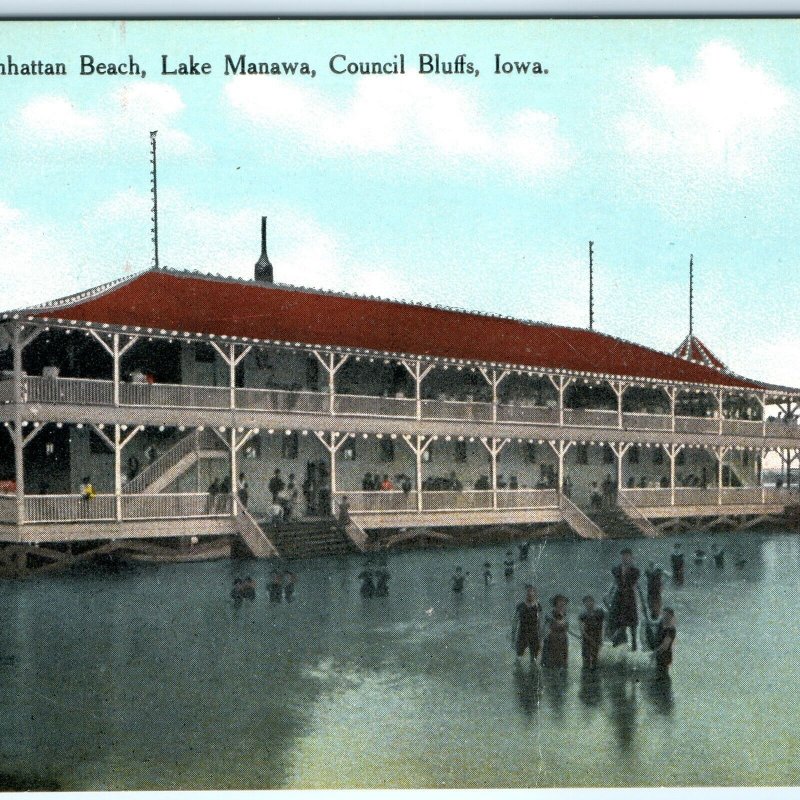 c1910s Council Bluffs, IA Postcard Kursal Manhattan Beach Lake Manawa A116