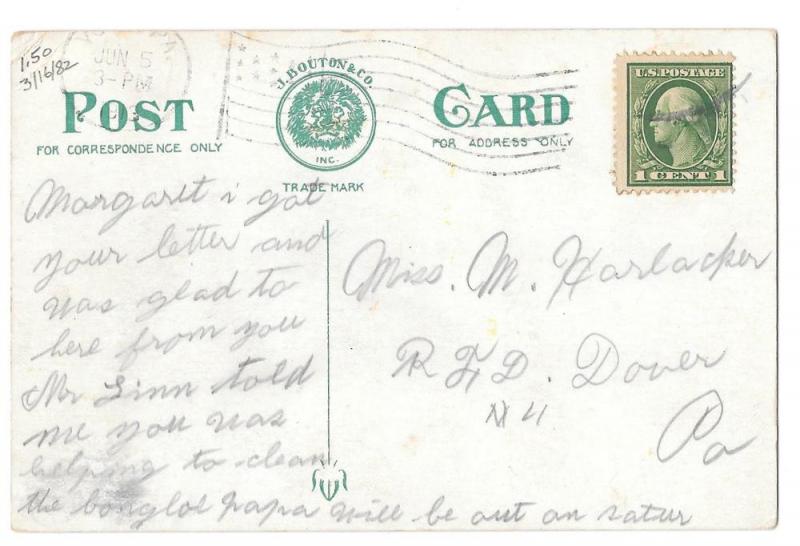 York PA Hotel Penn Vintage 1913 Postcard 