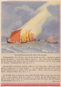 Norronafolket Det Vil Fare Norway Viking Ships Painting Postcard