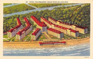 Cedar Point On Lake Erie Ohio 1940s Postcard Hotel The Breakers