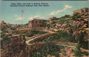 Carlsbad Caverns Natl Park, NM-New Mexico, Office Trail Entrance Linen Postcard 