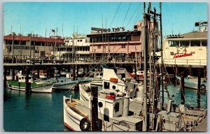 San Francisco California 1950s Postcard Fisherman's Wharf Fishing Boats