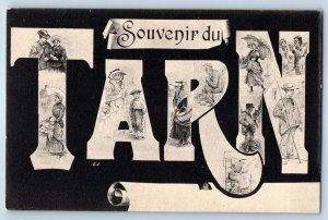 Occitanie France Postcard Souvenir du Tarn Big Letter People View c1910