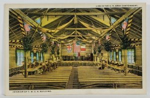 U.S. Army Cantonment Interior of YMCA Building Postcard R12