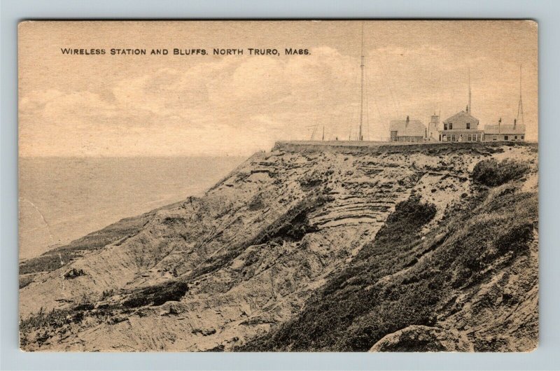North Truro MA-Massachusetts, Wireless Station And Bluffs, Vintage Postcard