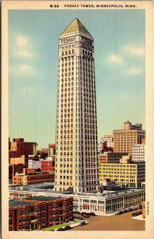 Vtg 1930's Foshay Tower Minneapolis Minnesota MN Linen Postcard