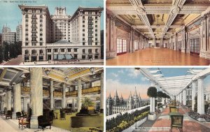 4~Postcards UT Salt Lake City  HOTEL UTAH Lobby~Ballroom~Roof Garden  ca1910's