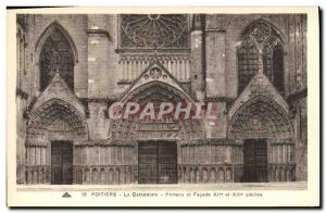 Old Postcard Poitiers Cathedral Facade and gates