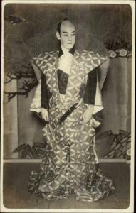 Japan Japanese Actor in Kimono Costume c1920 Real Photo Postcard