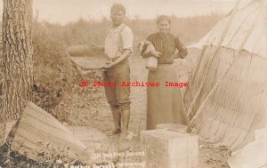 Native American Lake Mille Lacs Indians, RPPC, Harvesting Wild Rice, Photo